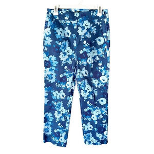 J. CREW Remi Pants in Blue Watercolor Begonia Floral Print 6 NWT AJ333